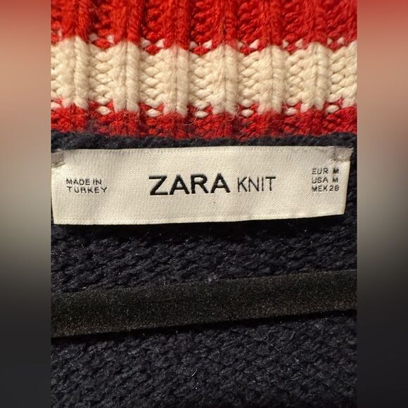 Navy and Red V-Neck Women's Sweater - Picture 4 of 4